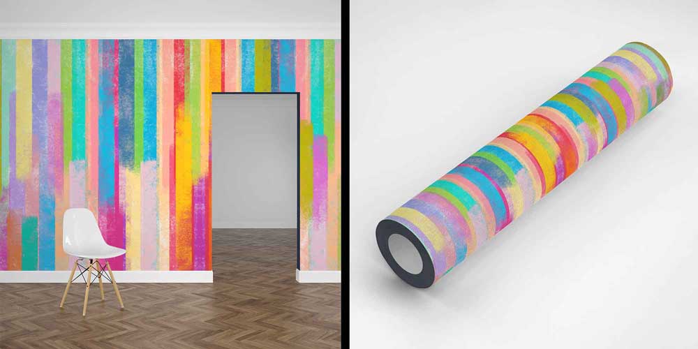 Renkli Dikey Şerit Soyut Sanat Duvar Kağıdı 4160