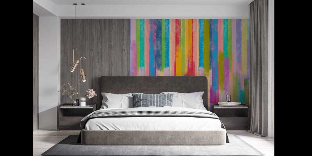 Renkli Dikey Şerit Soyut Sanat Duvar Kağıdı 4160