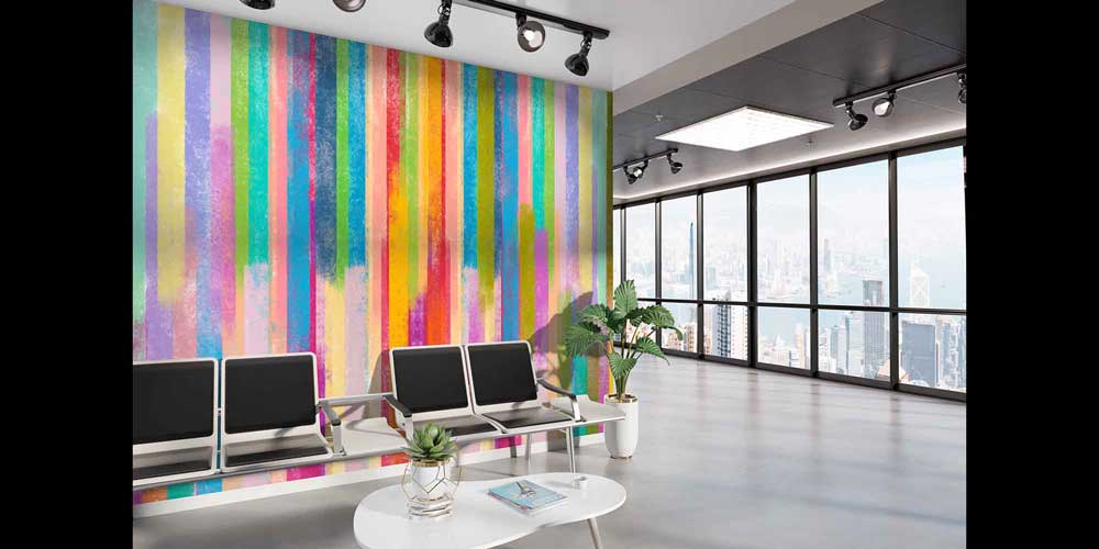 Renkli Dikey Şerit Soyut Sanat Duvar Kağıdı 4160