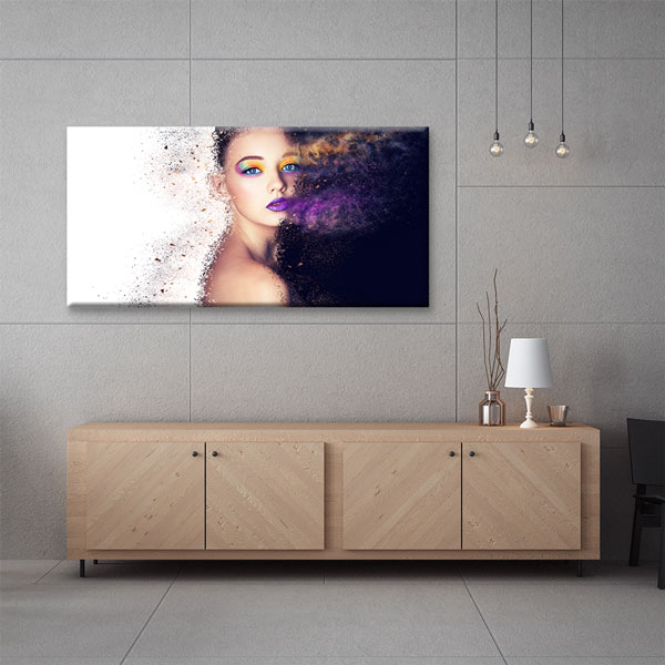 Renkli Makyajlı Kadın Portresi Kuaför Duvar Tablosu – 5669