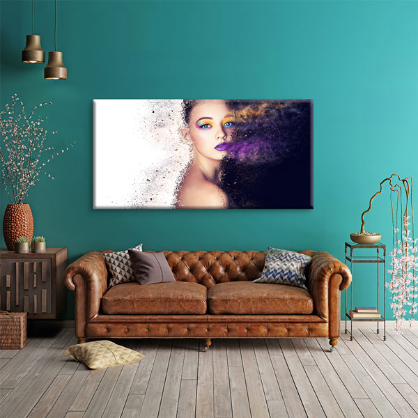 Renkli Makyajlı Kadın Portresi Kuaför Duvar Tablosu – 5669