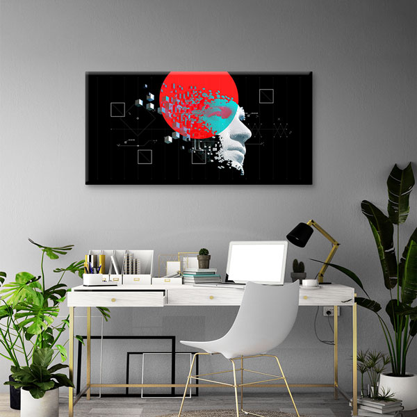 Geometrik Efektli Dijital İnsan Yüzü Kanvas Tablo – 5453