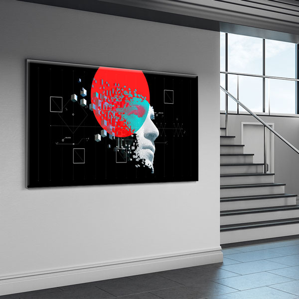 Geometrik Efektli Dijital İnsan Yüzü Kanvas Tablo – 5453