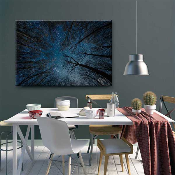 Yıldızlı Gece Orman Gökyüzü Kanvas Tablo 4318
