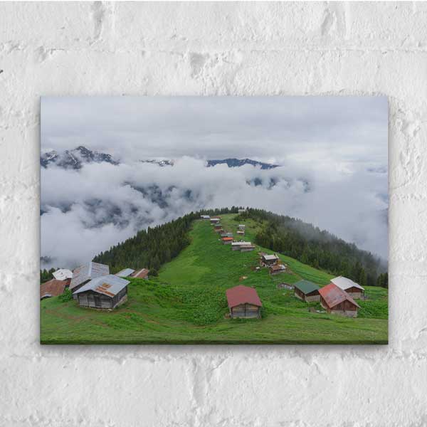 Sisler Arasında Karadeniz Yayla Evleri Doğa Kanvas Tablo 12111