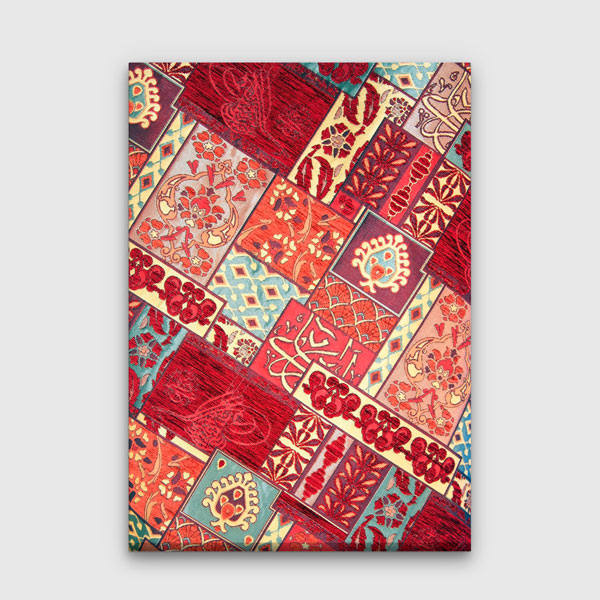Geleneksel Anadolu Kilim Kolaj Desenli Dikey Duvar Tablosu Kanvas Tablo 12150