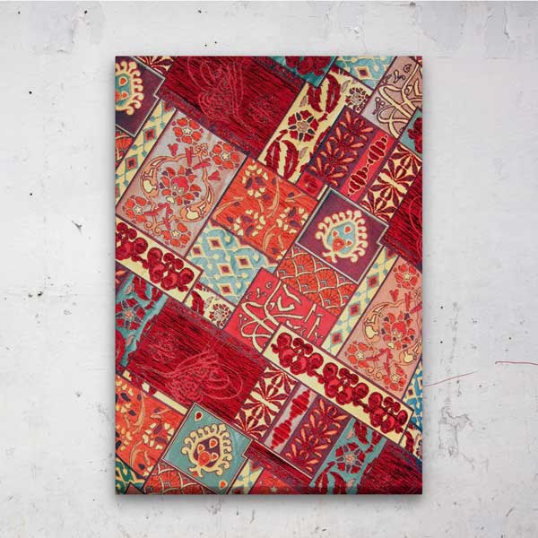 Geleneksel Anadolu Kilim Kolaj Desenli Dikey Duvar Tablosu Kanvas Tablo 12150