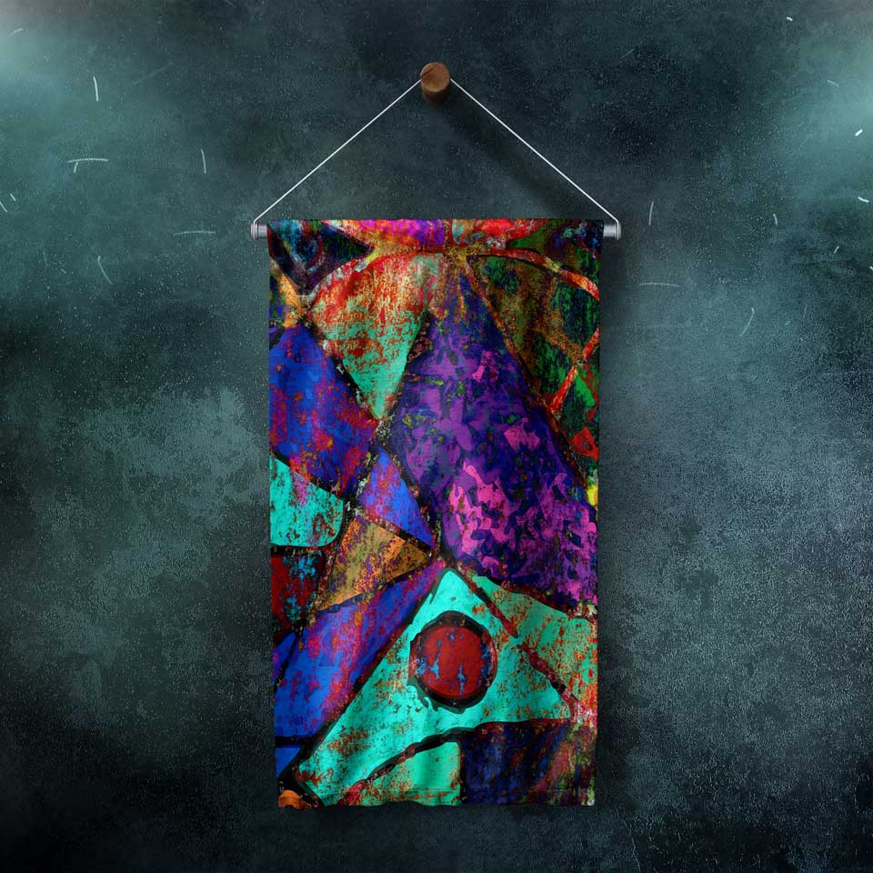 Renk Patlamalı Geometrik Soyut Sanat Duvar Flaması 14333