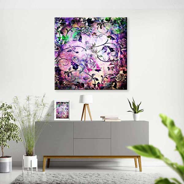 duvar-tablolari-2170-11 Soyut Floral Desenli Sanatsal Kanvas Tablo 2170