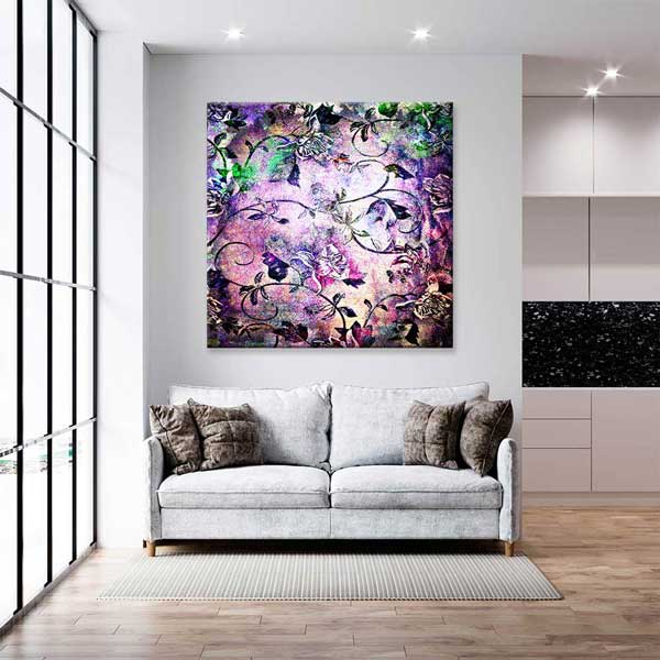 duvar-tablolari-2170-13 Soyut Floral Desenli Sanatsal Kanvas Tablo 2170