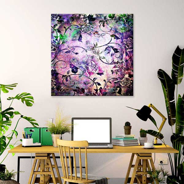 duvar-tablolari-2170-14 Soyut Floral Desenli Sanatsal Kanvas Tablo 2170