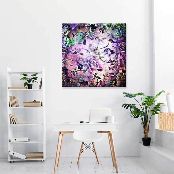 duvar-tablolari-2170-15 Soyut Floral Desenli Sanatsal Kanvas Tablo 2170