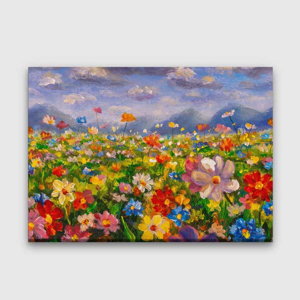 Renkli Çiçek Tarlası Temalı Kanvas Tablo Duvar Dekoru 4208