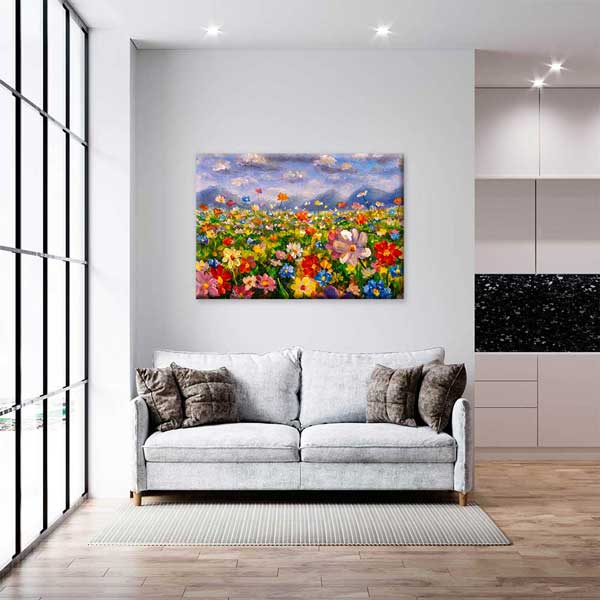 Renkli Çiçek Tarlası Temalı Kanvas Tablo Duvar Dekoru 4208