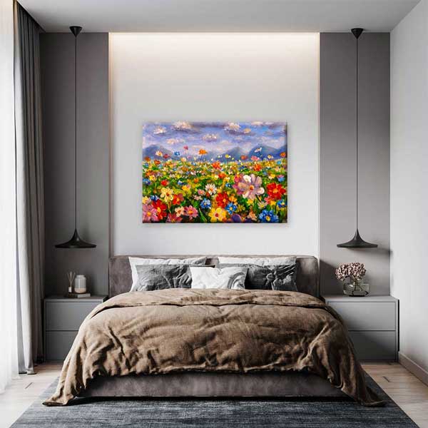 Renkli Çiçek Tarlası Temalı Kanvas Tablo Duvar Dekoru 4208