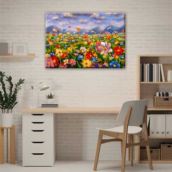 Renkli Çiçek Tarlası Temalı Kanvas Tablo Duvar Dekoru 4208