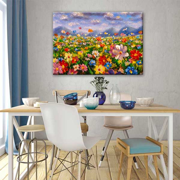 Renkli Çiçek Tarlası Temalı Kanvas Tablo Duvar Dekoru 4208