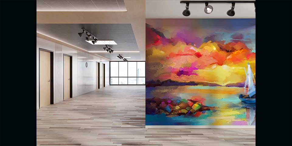 Gün Batımında Yelkenli Soyut Deniz Duvar Kağıdı 4408