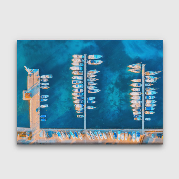 Marina ve Tekneler Üstten Görünüm Deniz Temalı Duvar Tablosu 4568