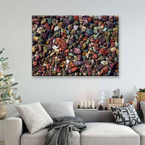 Renkli Çakıl Taşları Doğal Doku Deniz Temalı Duvar Tablosu 4574