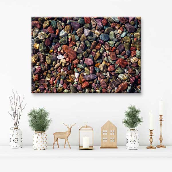 Renkli Çakıl Taşları Doğal Doku Deniz Temalı Duvar Tablosu 4574