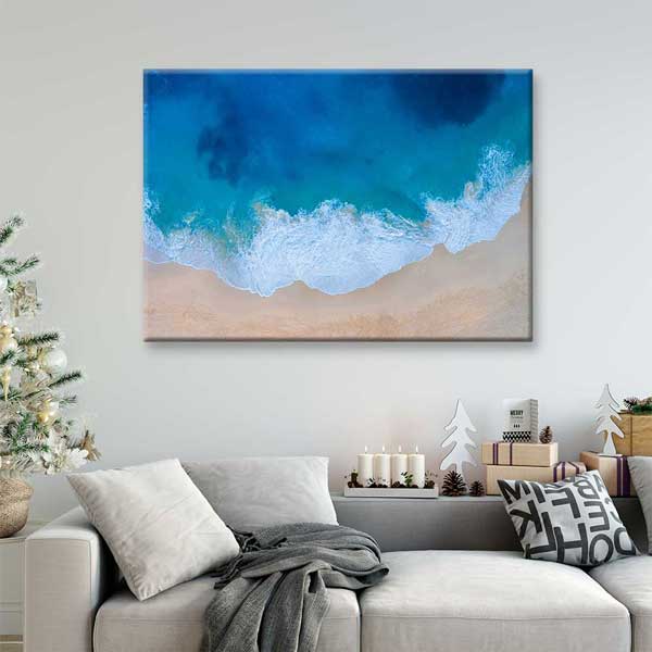 Turkuaz Deniz ve Kumsal Üstten Görünüm Deniz Temalı Duvar Tablosu 4576