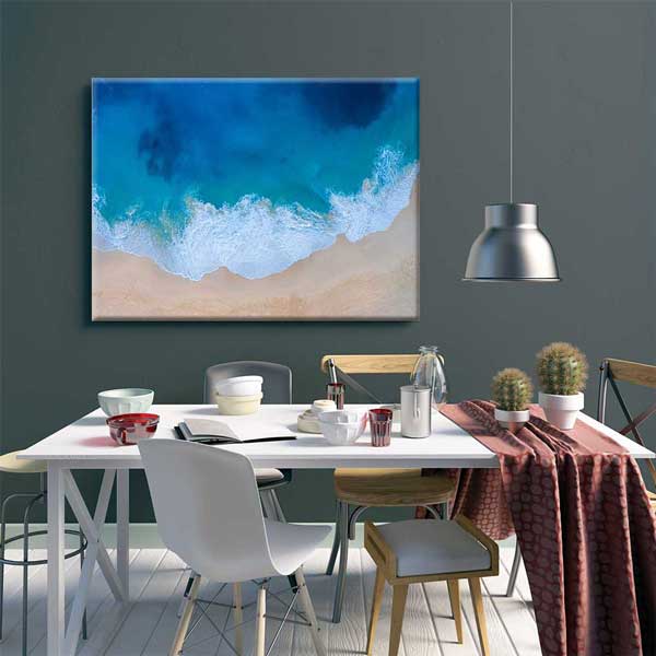 Turkuaz Deniz ve Kumsal Üstten Görünüm Deniz Temalı Duvar Tablosu 4576