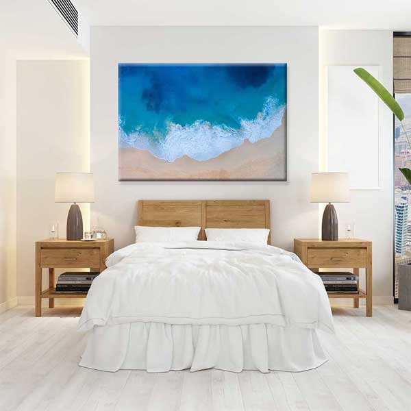 Turkuaz Deniz ve Kumsal Üstten Görünüm Deniz Temalı Duvar Tablosu 4576