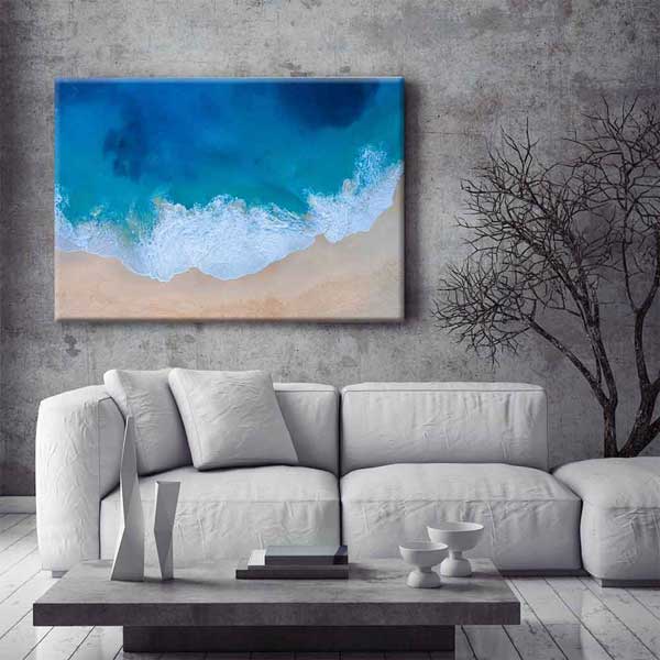 Turkuaz Deniz ve Kumsal Üstten Görünüm Deniz Temalı Duvar Tablosu 4576