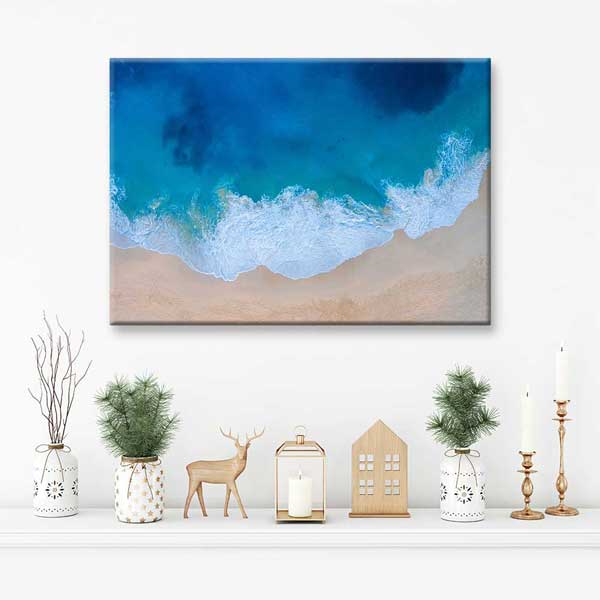 Turkuaz Deniz ve Kumsal Üstten Görünüm Deniz Temalı Duvar Tablosu 4576