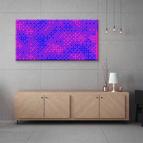 Piksel Dama Desen Renkli Soyut Dijital Sanat Kanvas Duvar Tablosu 4791