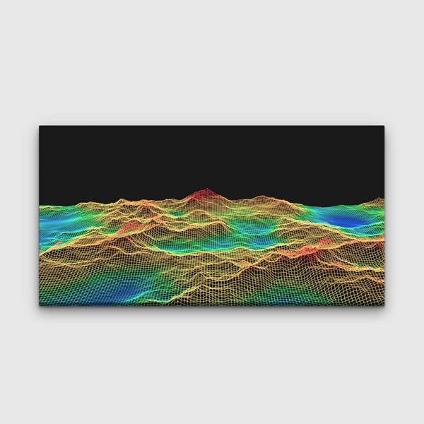 Renkli Wireframe Veri Manzarası Soyut Dijital Sanat Kanvas Duvar Tablosu 4797