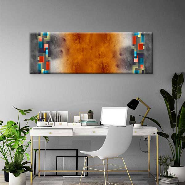 Dokusal Merkez ve Geometrik Şeritler Soyut Dijital Sanat Kanvas Duvar Tablosu 4804