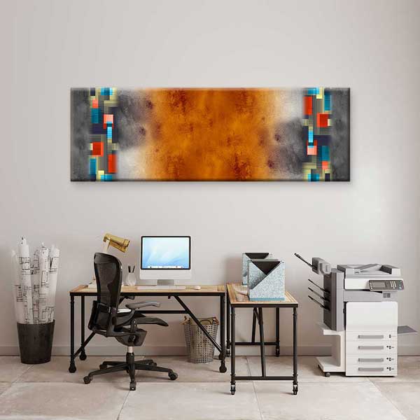 Dokusal Merkez ve Geometrik Şeritler Soyut Dijital Sanat Kanvas Duvar Tablosu 4804