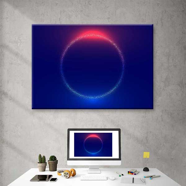 Soyut Neon Işık Halkası Dijital Sanat Kanvas Duvar Tablosu 4808