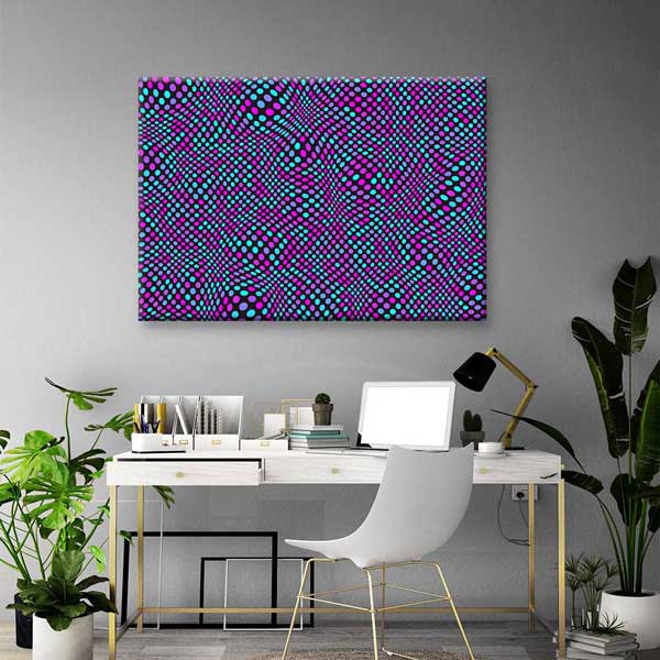 duvar-tablolari-4810-01 Soyut Op Art Nokta Desenli Dijital Sanat Kanvas Duvar Tablosu 4810
