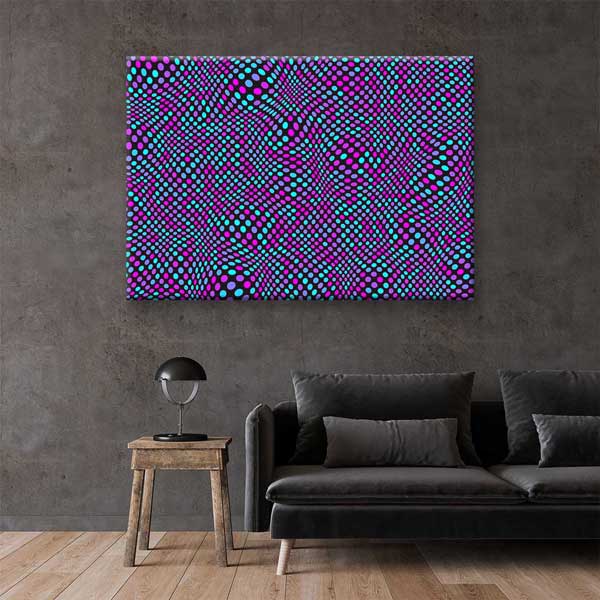 duvar-tablolari-4810-03 Soyut Op Art Nokta Desenli Dijital Sanat Kanvas Duvar Tablosu 4810