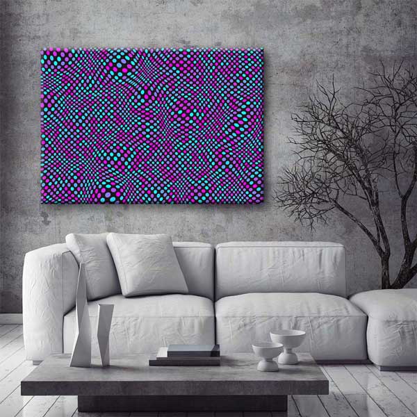duvar-tablolari-4810-04 Soyut Op Art Nokta Desenli Dijital Sanat Kanvas Duvar Tablosu 4810