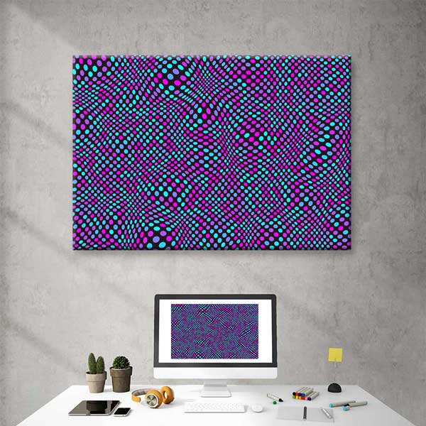 duvar-tablolari-4810-07 Soyut Op Art Nokta Desenli Dijital Sanat Kanvas Duvar Tablosu 4810