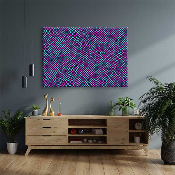 duvar-tablolari-4810-08 Soyut Op Art Nokta Desenli Dijital Sanat Kanvas Duvar Tablosu 4810