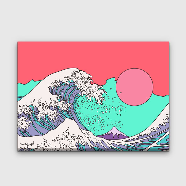 Japon Dalga Esintili Modern İllüstrasyon Kanvas Duvar Tablosu 4816
