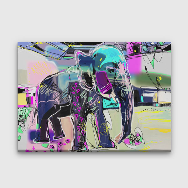 Modern Soyut Fil Dijital Sanat Duvar Tablosu Kanvas Tablo 4915