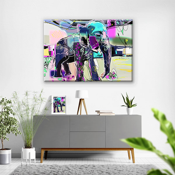 Modern Soyut Fil Dijital Sanat Duvar Tablosu Kanvas Tablo 4915