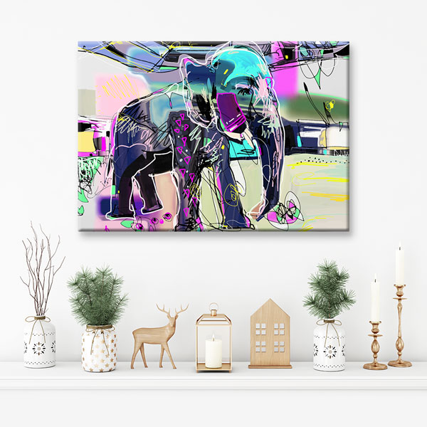 Modern Soyut Fil Dijital Sanat Duvar Tablosu Kanvas Tablo 4915