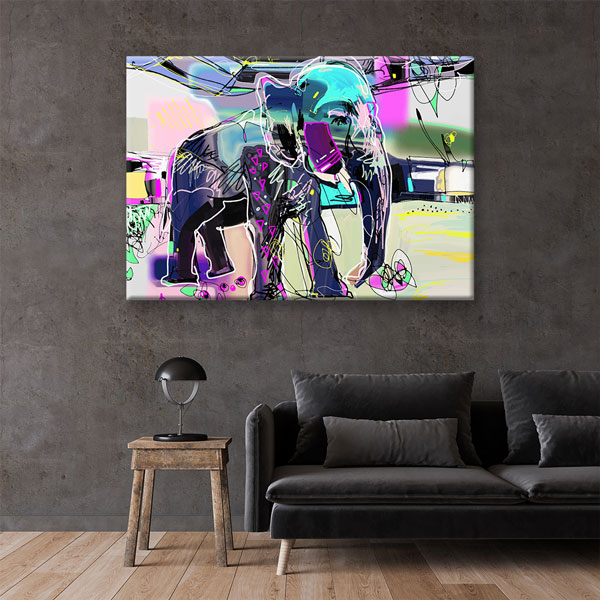 Modern Soyut Fil Dijital Sanat Duvar Tablosu Kanvas Tablo 4915