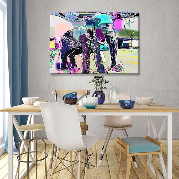 Modern Soyut Fil Dijital Sanat Duvar Tablosu Kanvas Tablo 4915