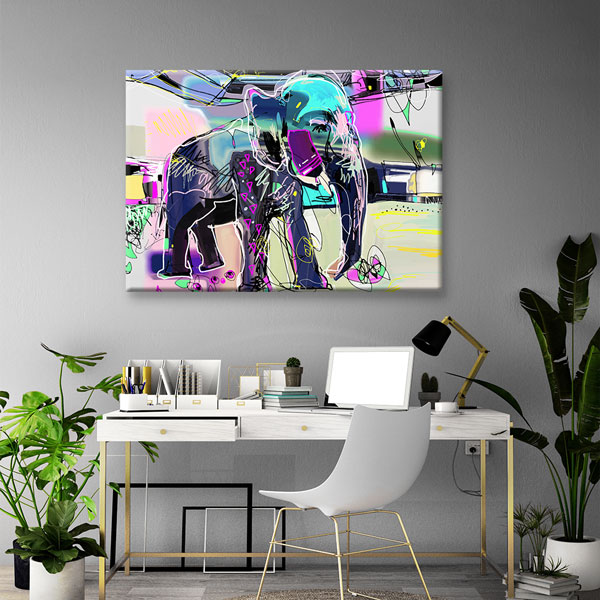 Modern Soyut Fil Dijital Sanat Duvar Tablosu Kanvas Tablo 4915