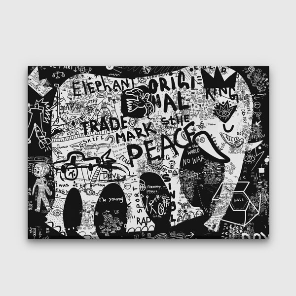 Tipografik Fil Modern Sanat Duvar Tablosu Kanvas Tablo 4916