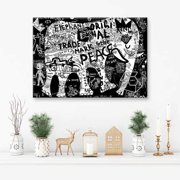 Tipografik Fil Modern Sanat Duvar Tablosu Kanvas Tablo 4916