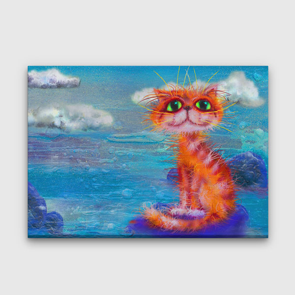 Masalsı Kedi İllüstrasyonu Duvar Tablosu Kanvas Tablo 4917